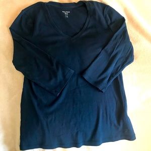 Womens Large Nautica 3/4 sleeve navy t-shirt